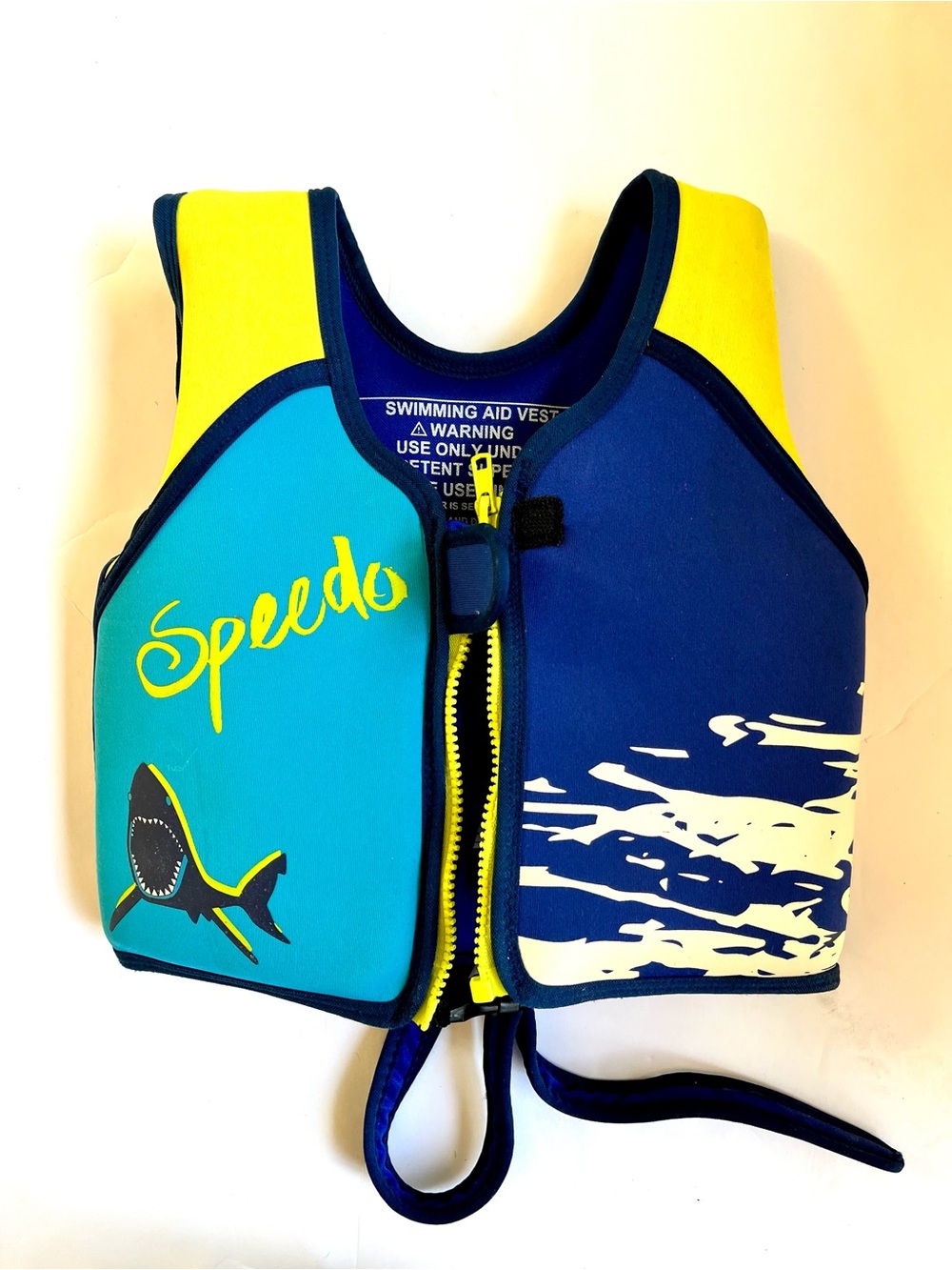 Speedo Kids' Blue, Teal & Yellow Swim Vest with Shark Graphic
